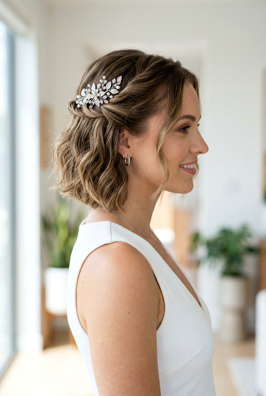 Twisted Half Up For Short Bob - 20 prom hairstyle with twisted half up - 20 prom hairstyle with twisted half up