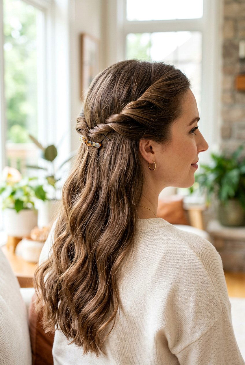 Twisted Half Up Hair - 20 quick hairstyles for school - 20 quick hairstyles for school