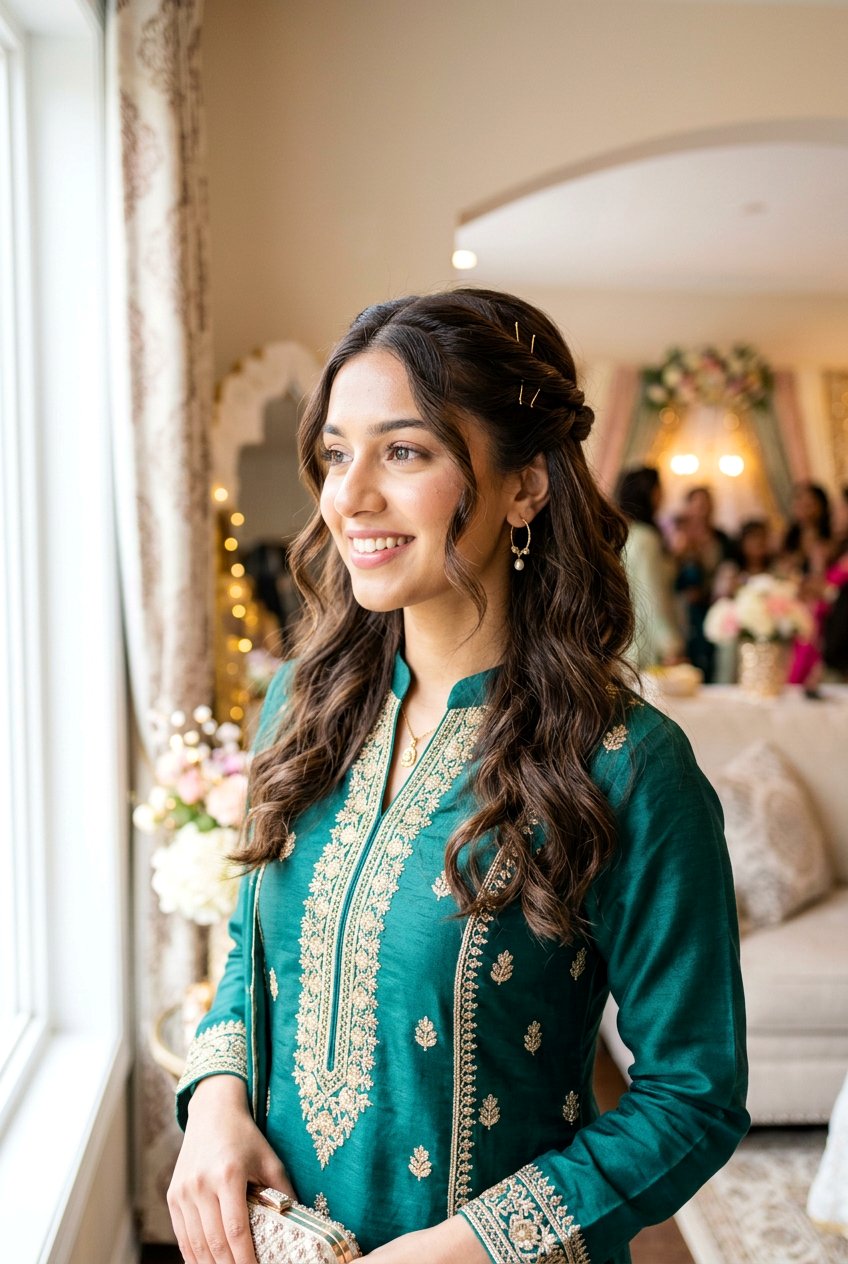 Twisted Half Up Hair For Eid - 20 eid party hairstyles for women - 20 eid party hairstyles for women