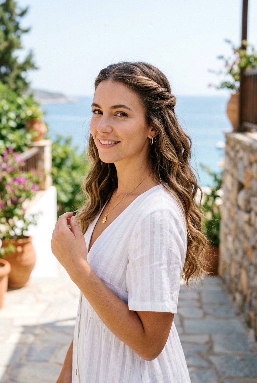 Twisted Half Up Hair For Vacation - 20 vacation dinner hairstyles - 20 vacation dinner hairstyles