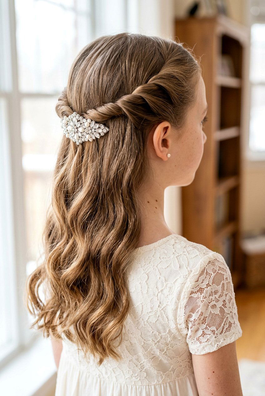 Twisted Half Up Hairstyle - 20 first day of school hairstyles - 20 first day of school hairstyles