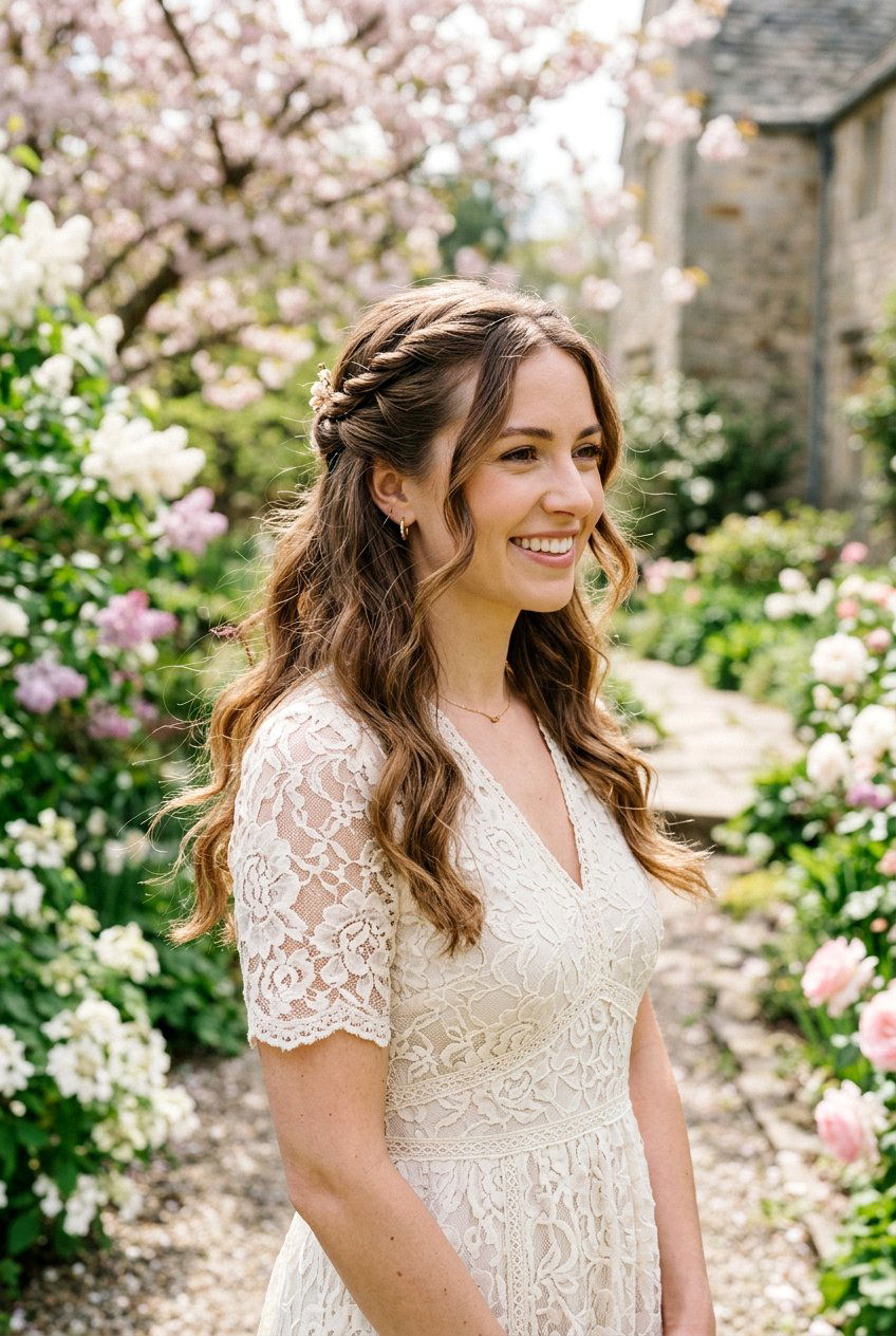 Twisted Half Up Half Down - 20 bridal hairstyle for minimalist wedding - 20 bridal hairstyle for minimalist wedding