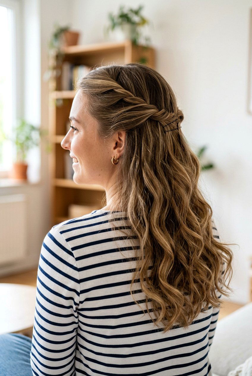 Twisted Half Up Half Down - 20 exam week easy hairstyles - 20 exam week easy hairstyles