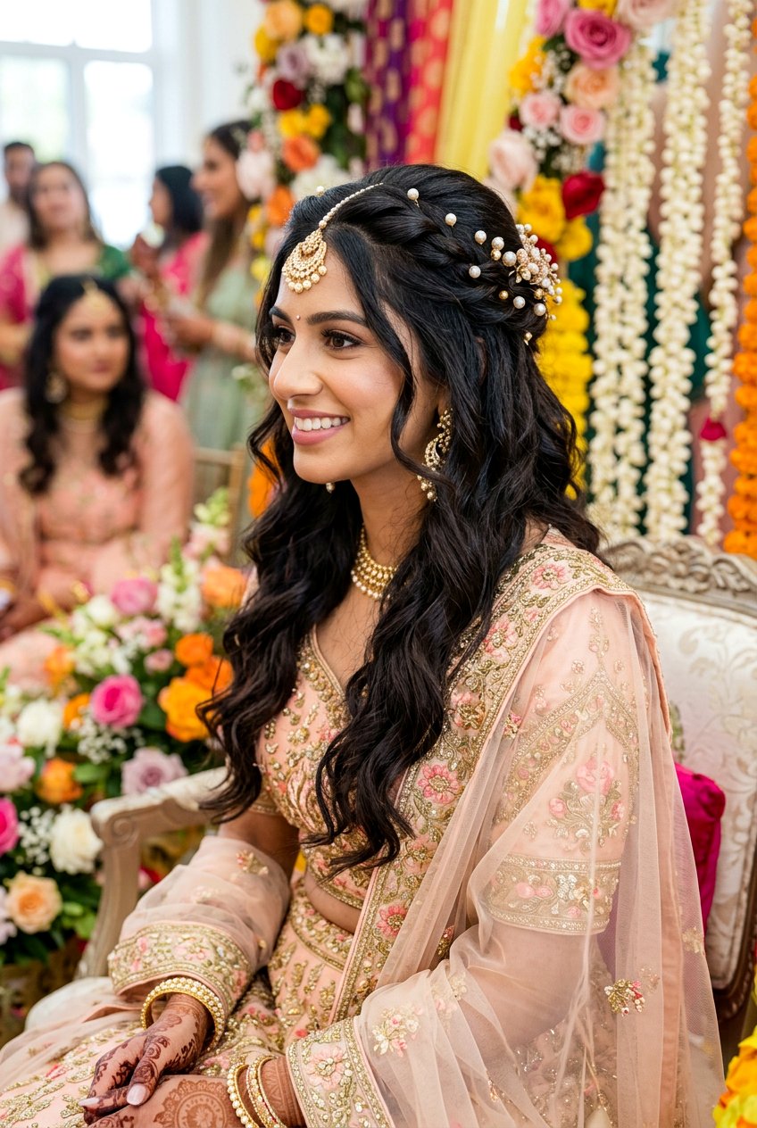 Twisted Half Up Mayun Hairstyles For Bride - 20 mayun hairstyles for bride - 20 mayun hairstyles for bride