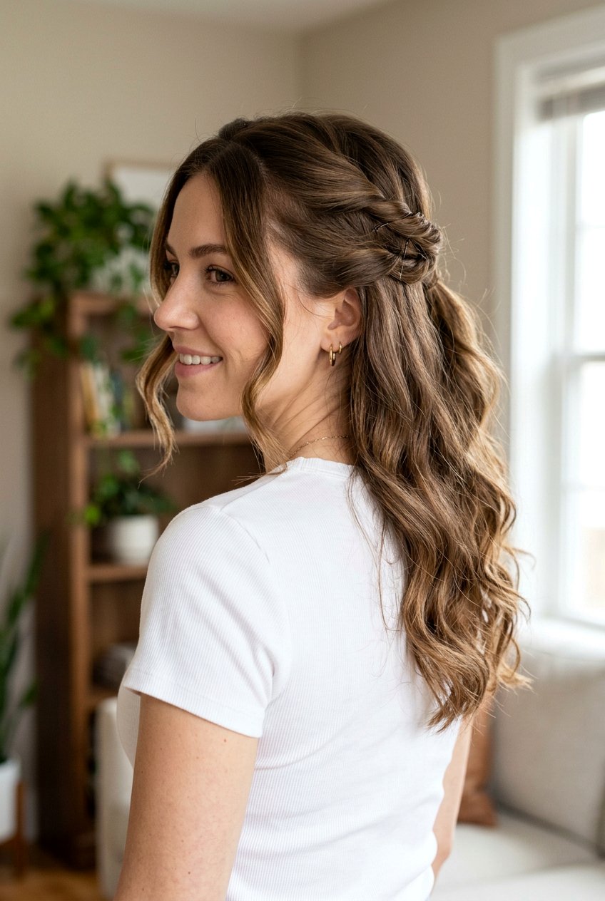 Twisted Half Up Ponytail - 20 one minute hairstyles - 20 one minute hairstyles