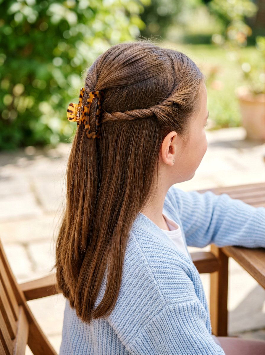 Twisted Half Up Ponytail with Claw Clip - 20 school ponytail with claw clip - 20 school ponytail with claw clip