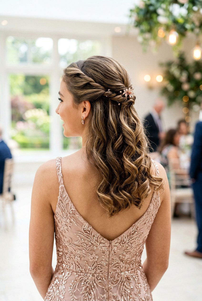 Twisted Half Up Style - 20 prom hairstyle for teenage girls with curls - 20 prom hairstyle for teenage girls with curls