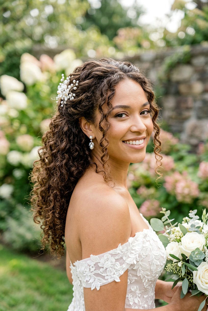 Twisted Half Up Wedding Hair For Curly Hair - 20 twisted half up wedding hairstyle - 20 twisted half up wedding hairstyle