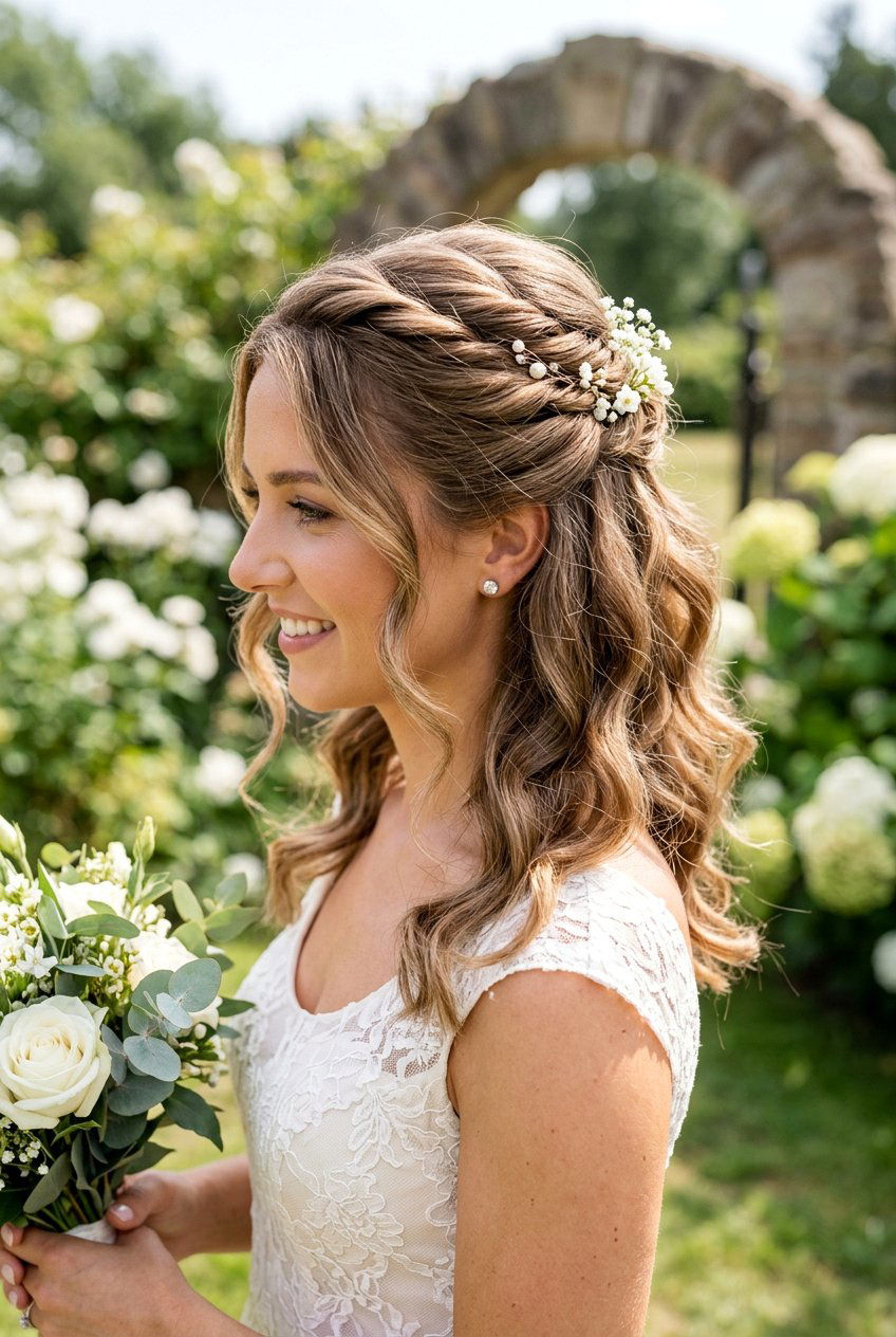 Twisted Half Up Wedding Hair For Medium Hair - 20 twisted half up wedding hairstyle - 20 twisted half up wedding hairstyle