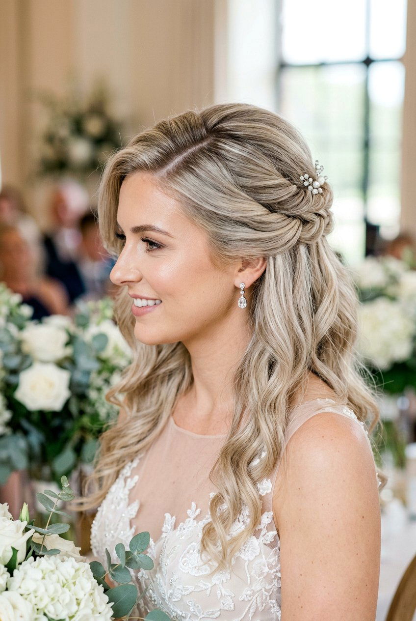 Twisted Half Up Wedding Hair With Side Part - 20 twisted half up wedding hairstyle - 20 twisted half up wedding hairstyle