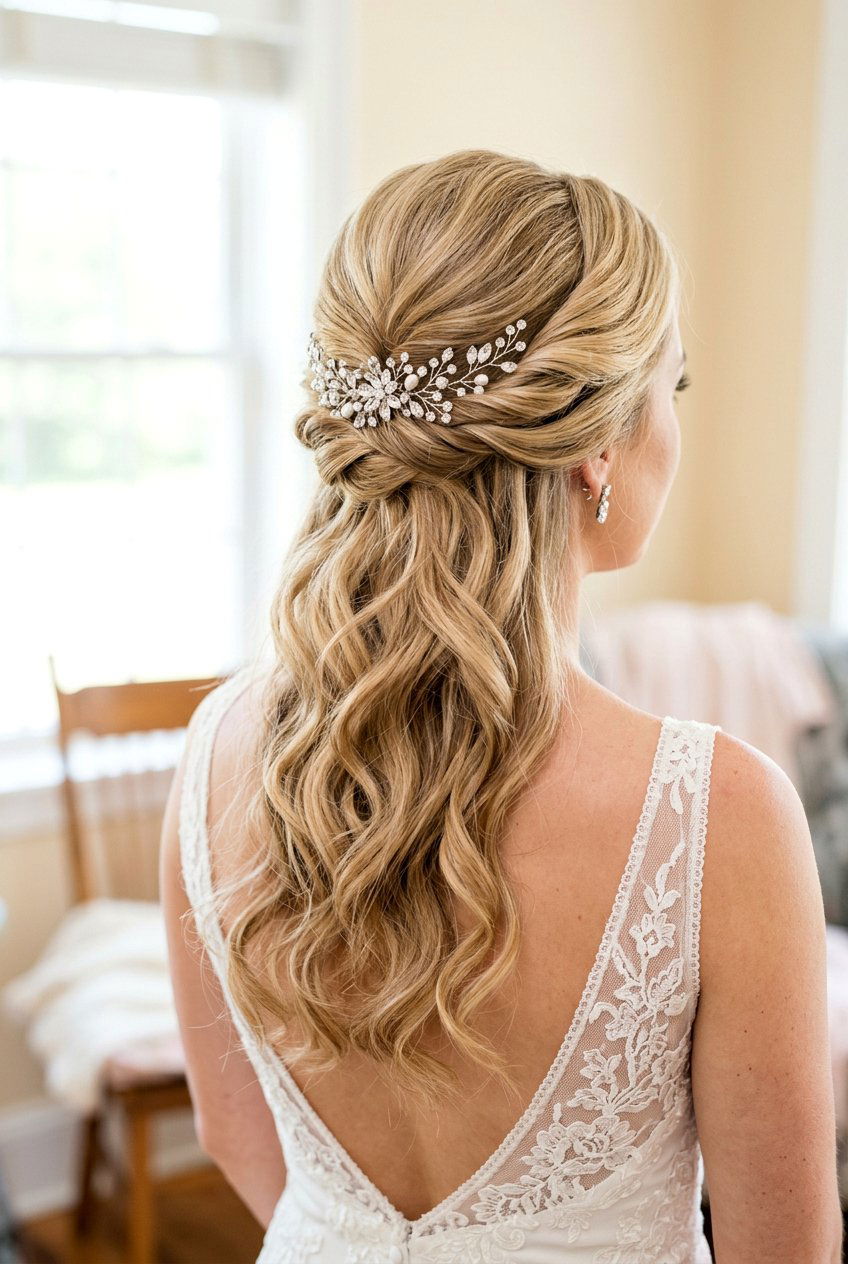 Twisted Half Up Wedding Hair Without Veil - 20 twisted half up wedding hairstyle - 20 twisted half up wedding hairstyle