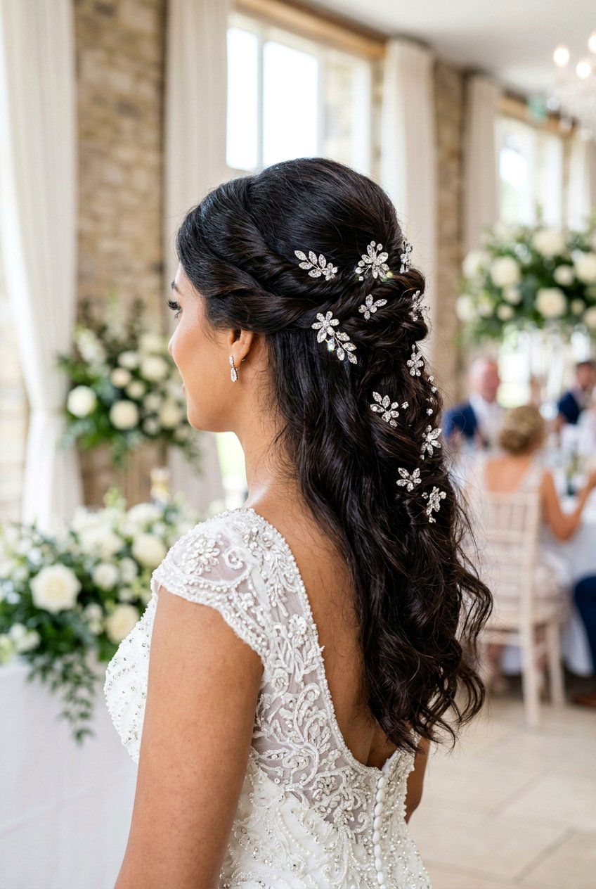 Twisted Half Up With Rhinestone Pins - 20 prom hairstyle with twisted half up - 20 prom hairstyle with twisted half up