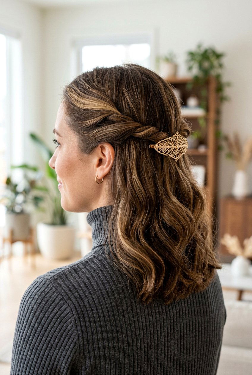 Twisted Half Up - 20 airport hairstyle for medium hair - 20 airport hairstyle for medium hair