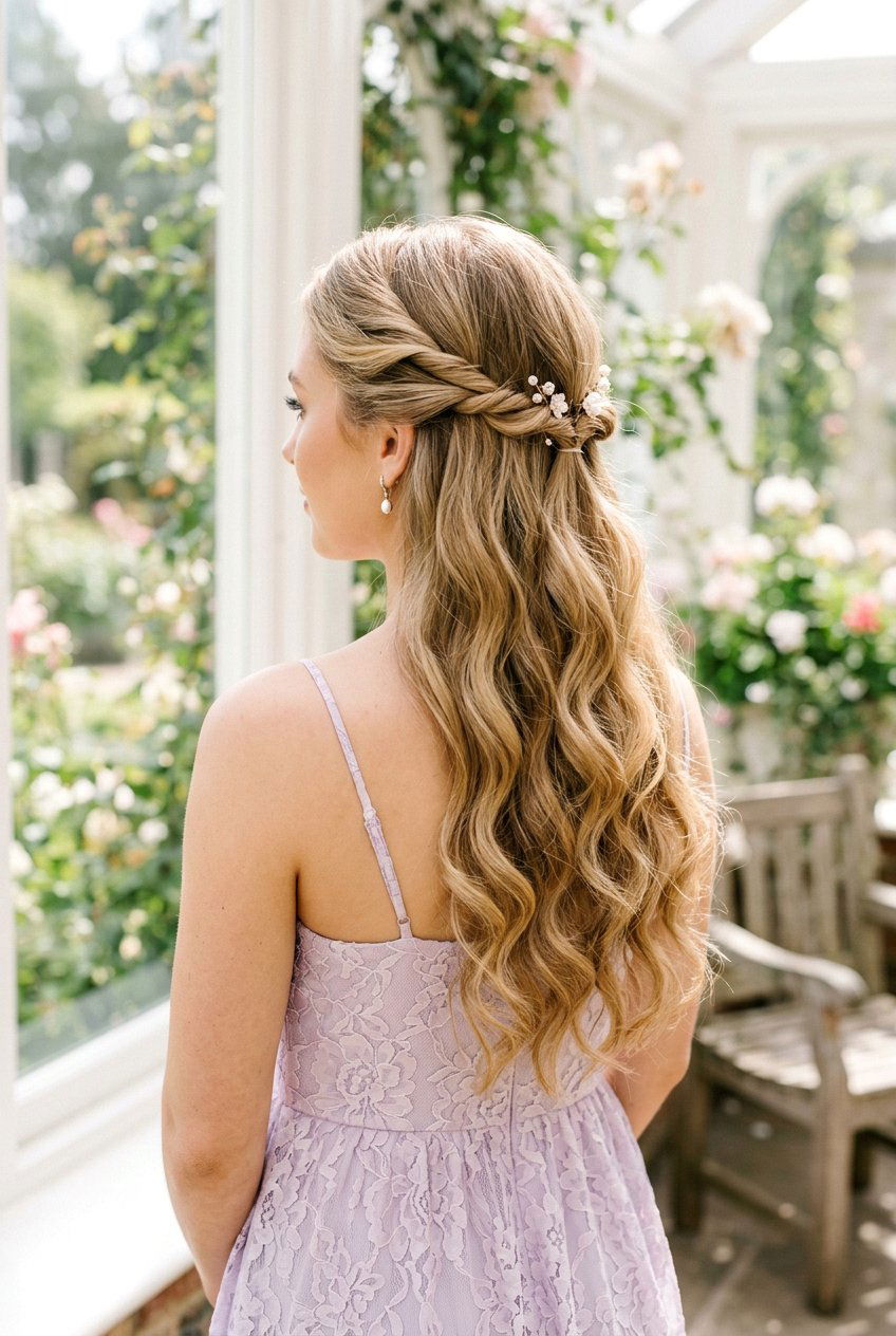 Twisted Half Updo - 20 mature women wedding guest hairstyle ideas - 20 mature women wedding guest hairstyle ideas