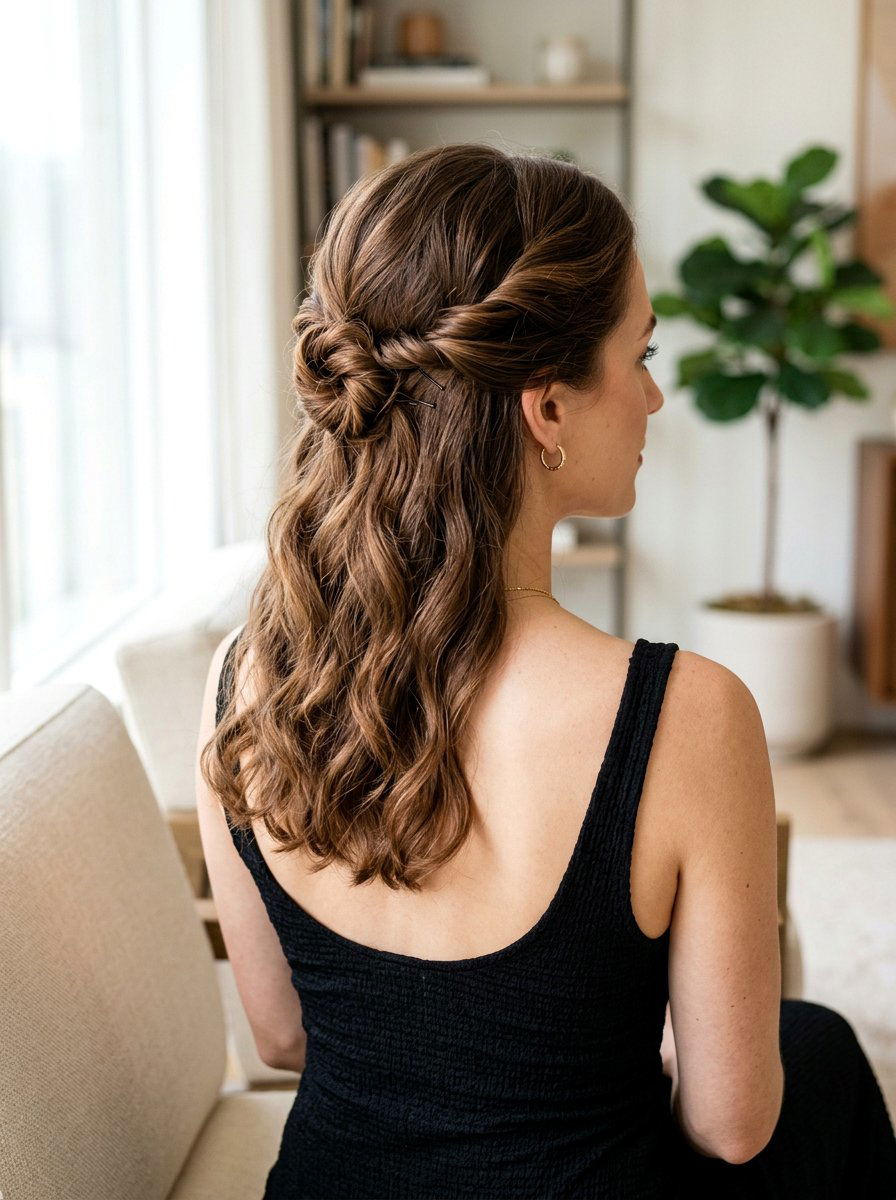 Twisted Half Updo - 20 party hairstyle for black dress - 20 party hairstyle for black dress