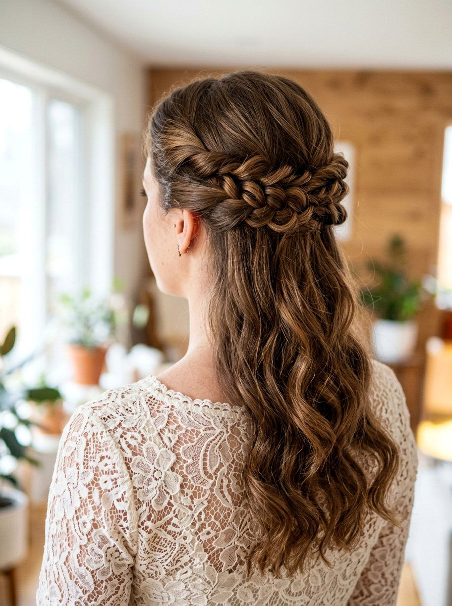 Twisted Half Updo - 20 simple hairstyle for graduation day - 20 simple hairstyle for graduation day