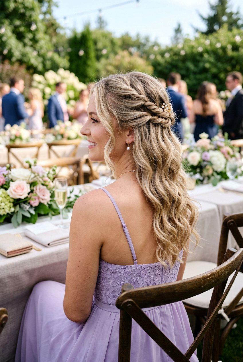 Twisted Half Updo - 20 wedding guest hairstyle for naturally gray hair - 20 wedding guest hairstyle for naturally gray hair