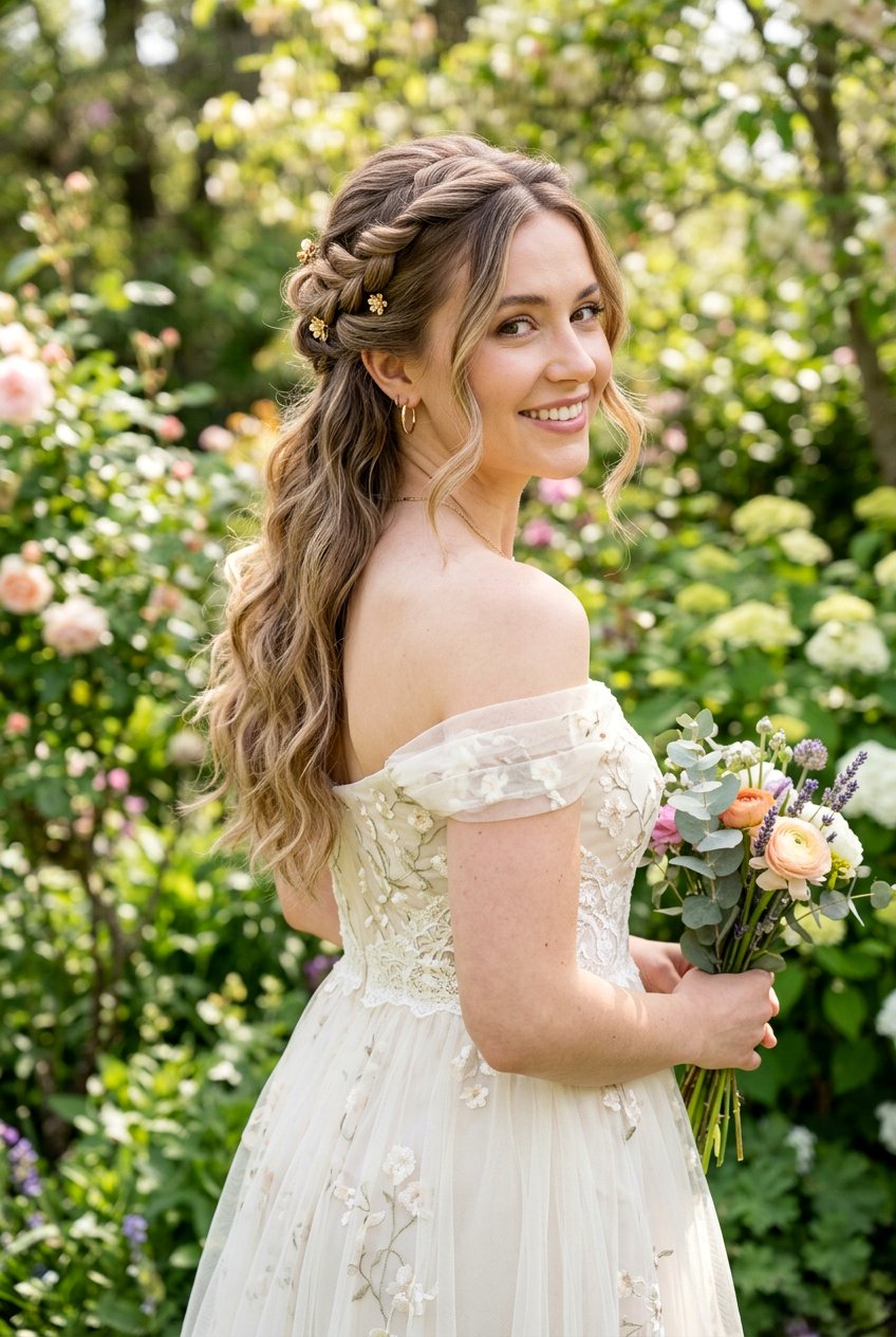 Twisted Half Updo - 20 best bridesmaid hairstyle ideas - 20 best bridesmaid hairstyle ideas