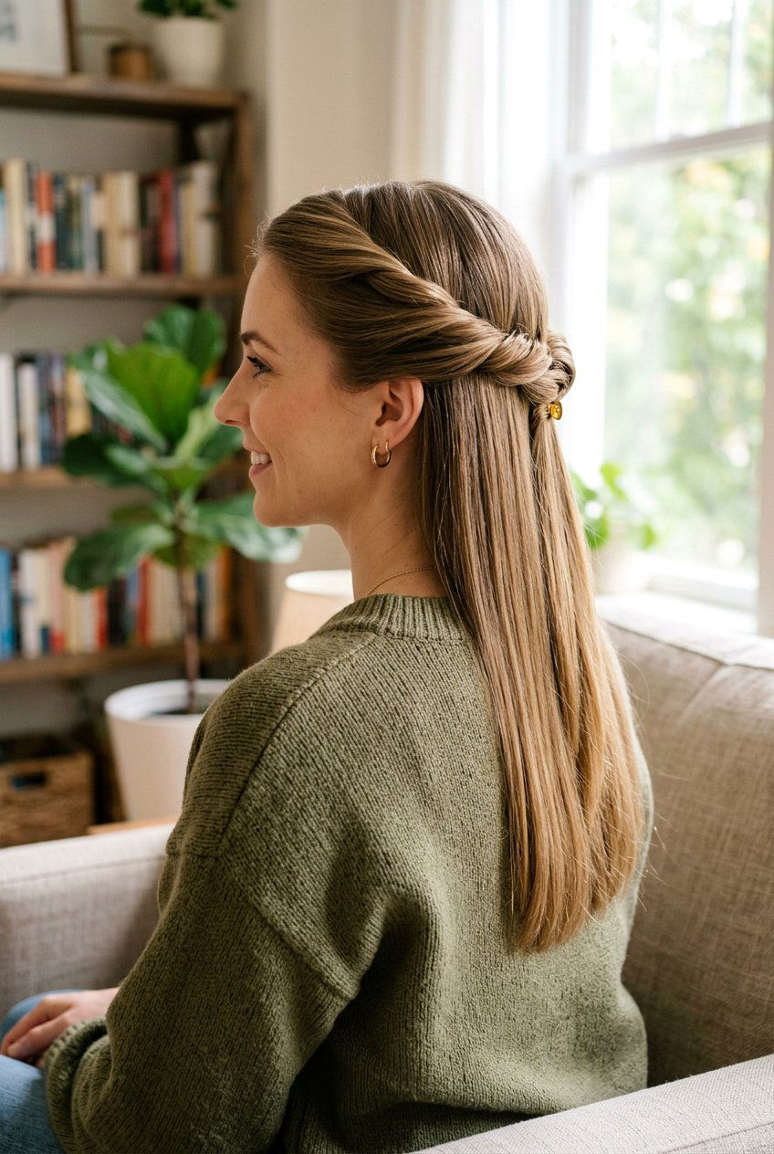 Twisted Half Updo - 20 best date night hairstyle ideas - 20 best date night hairstyle ideas