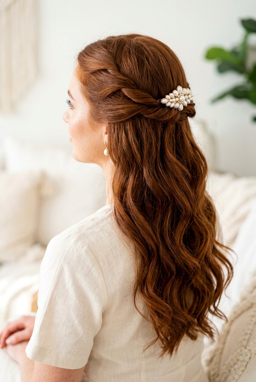 Twisted Half Updo - 20 first day of college hairstyle - 20 first day of college hairstyle