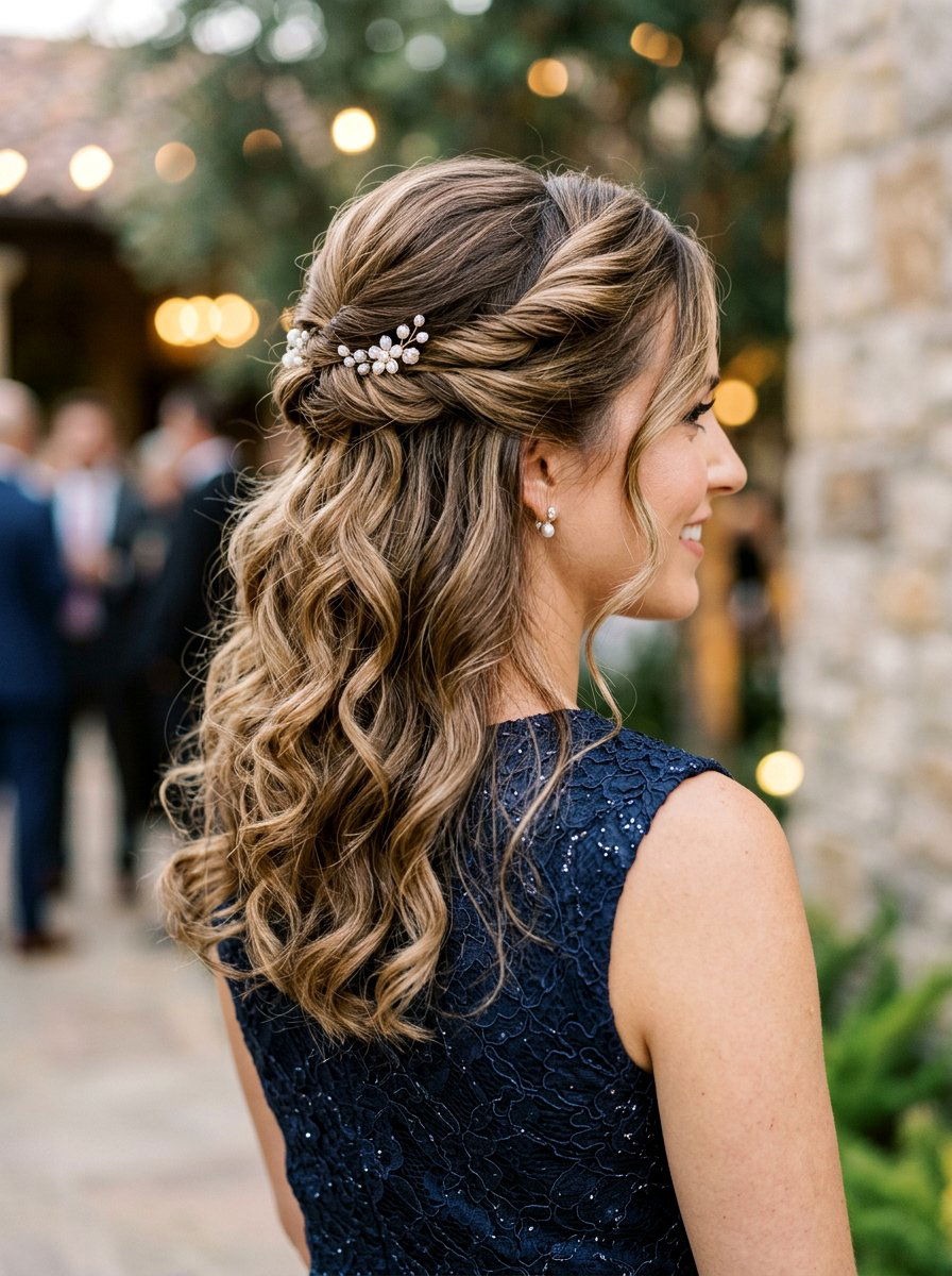 Twisted Half Updo Medium Layers - 20 party hairstyle for medium layers - 20 party hairstyle for medium layers