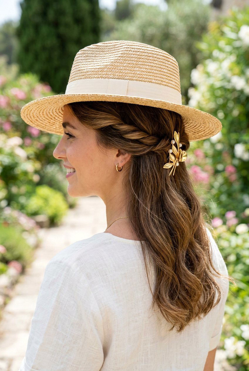 Twisted Half Updo With Clips - 20 beach hairstyle for thick straight hair - 20 beach hairstyle for thick straight hair