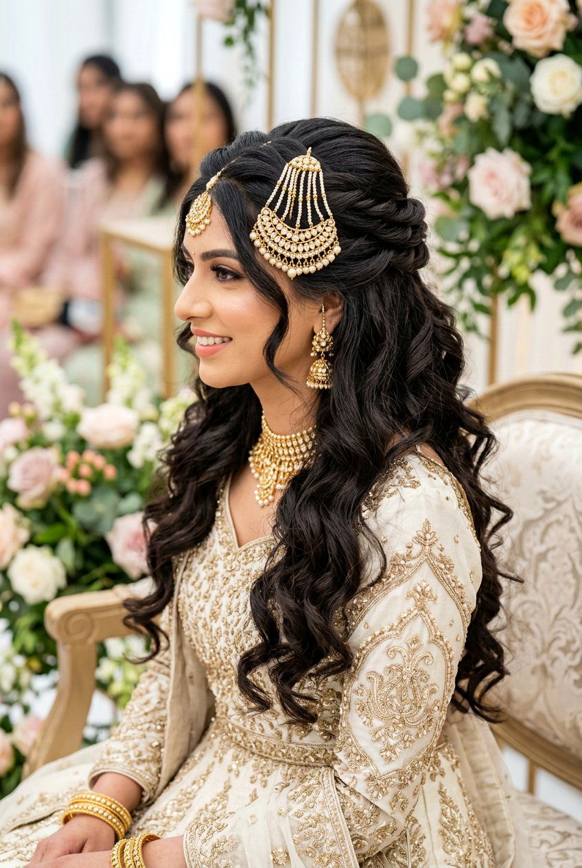 Twisted Half Updo with Passa Walima Hairstyle - 20 walima hairstyles - 20 walima hairstyles