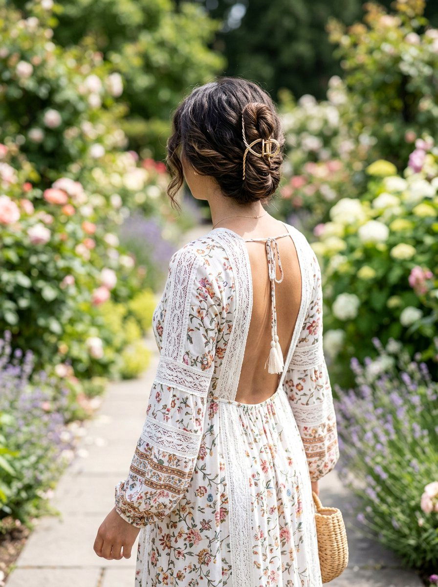 Twisted Halo Claw Clip - 20 claw clip hairstyle for beach vacation - 20 claw clip hairstyle for beach vacation