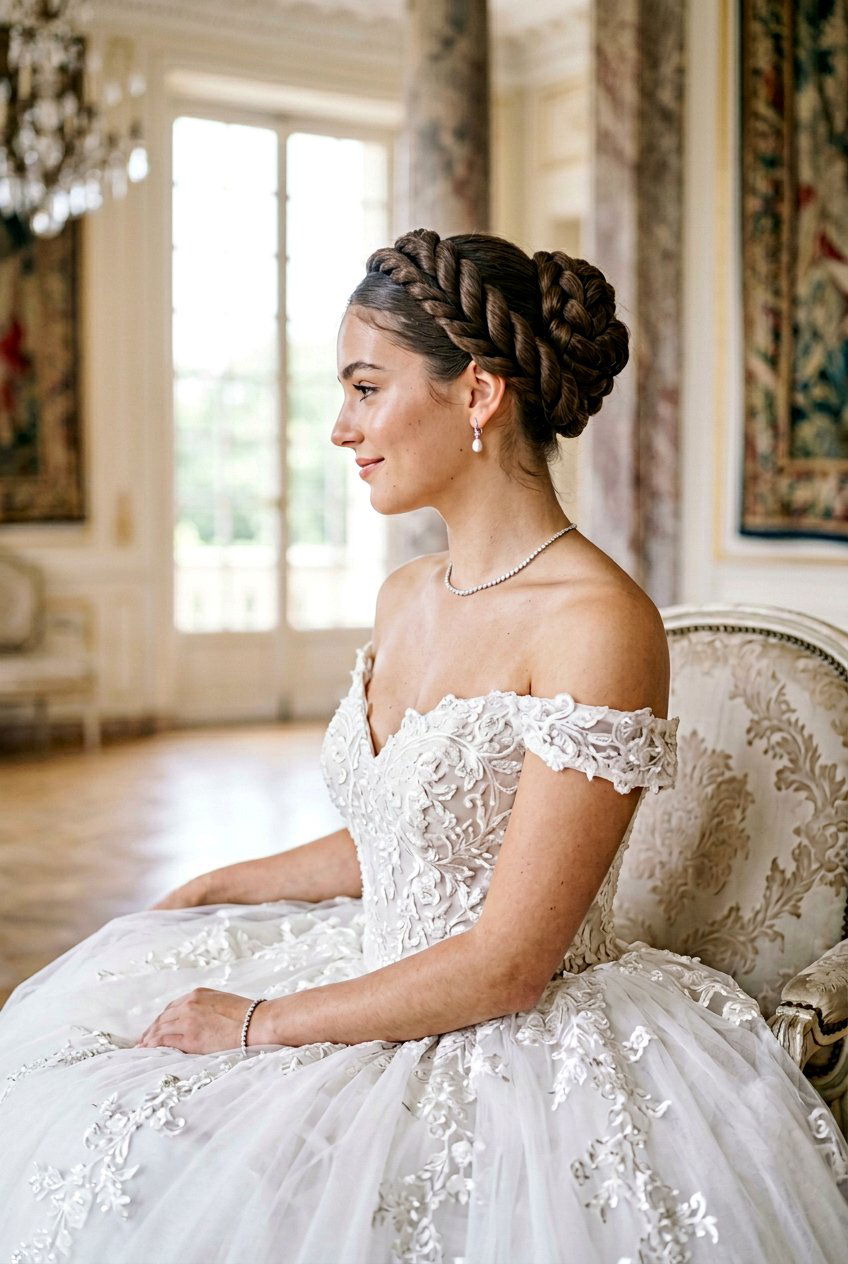 Twisted Halo Updo - 20 prom hairstyle for long thick straight hair - 20 prom hairstyle for long thick straight hair