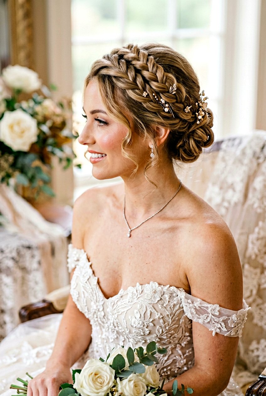 Twisted Halo Updo - 20 engagement party hairstyles - 20 engagement party hairstyles