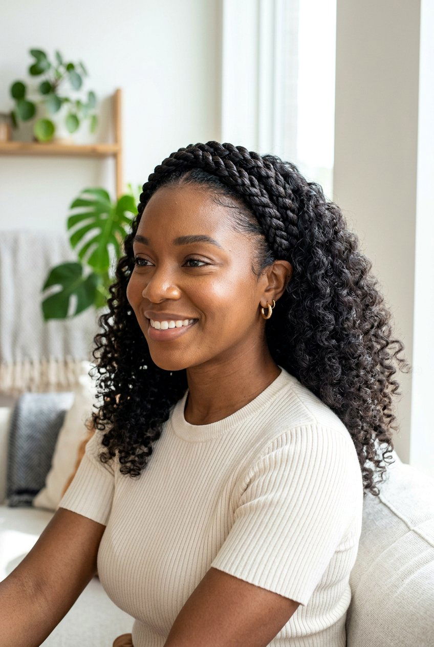 Twisted Headband - 20 school hairstyle for naturally curly hair - 20 school hairstyle for naturally curly hair