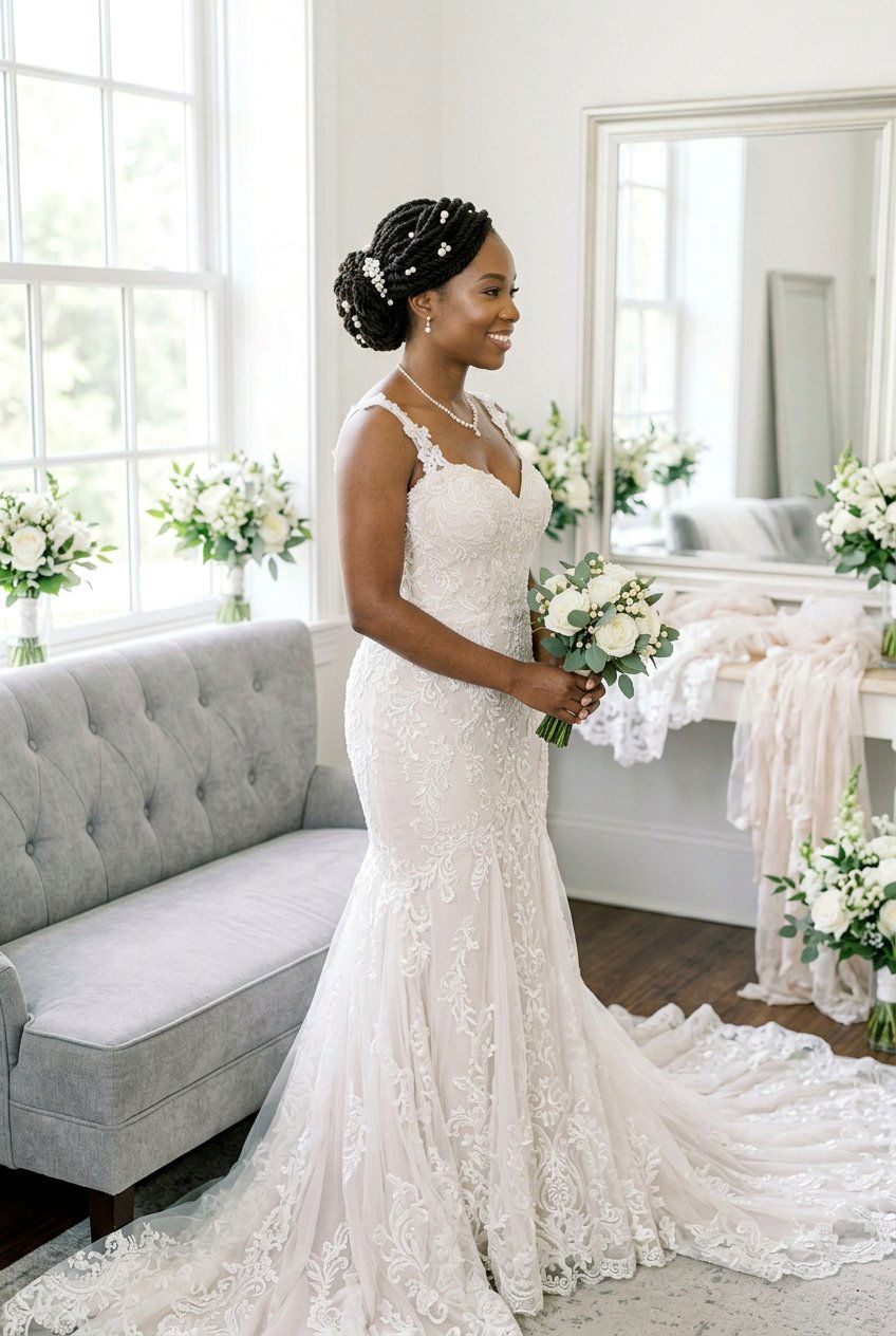 Twisted Loc Bun with Pearl Pins - 20 bridal loc bun with pearls - 20 bridal loc bun with pearls