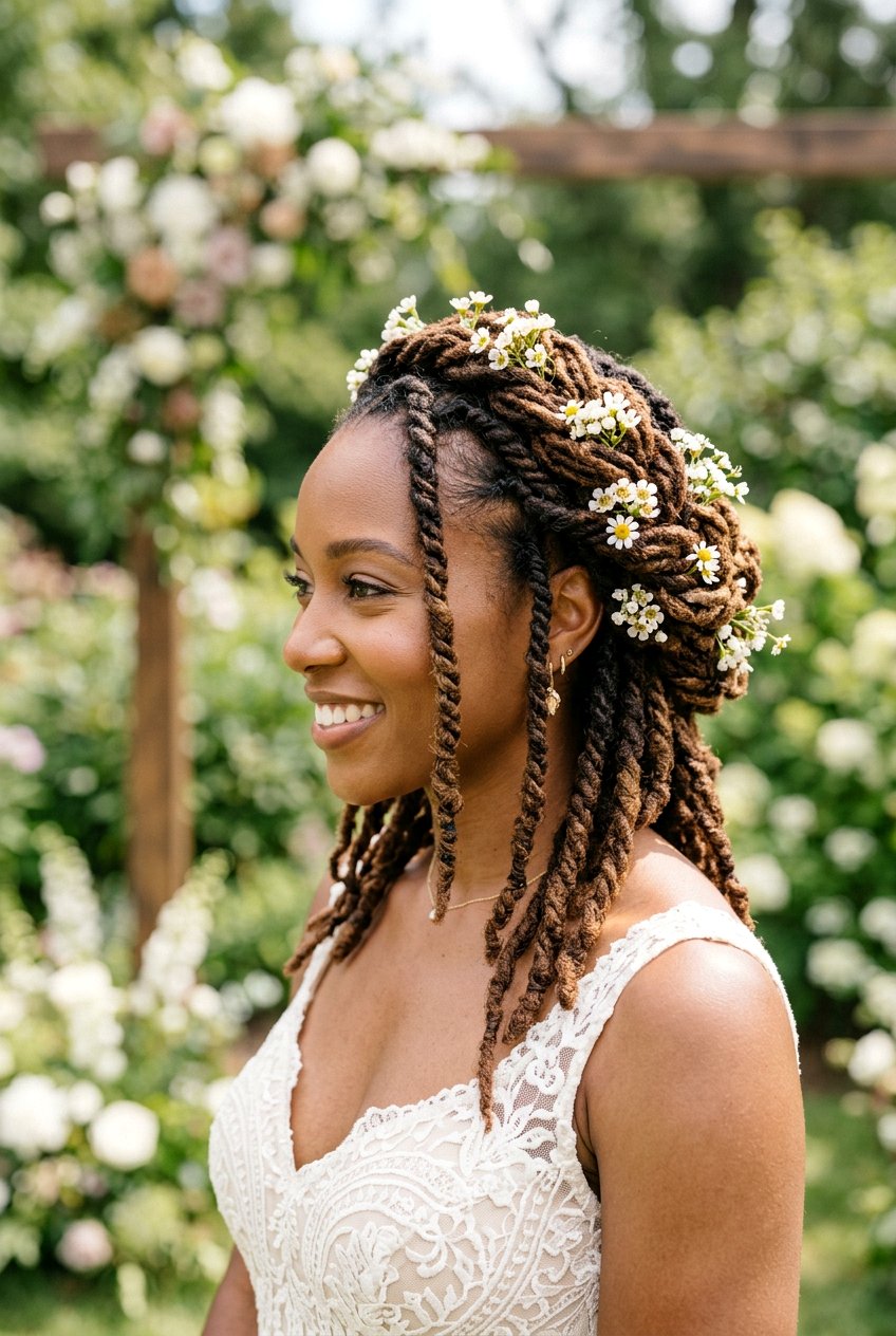 Twisted Loc Crown - 20 loc styles for wedding guests - 20 loc styles for wedding guests