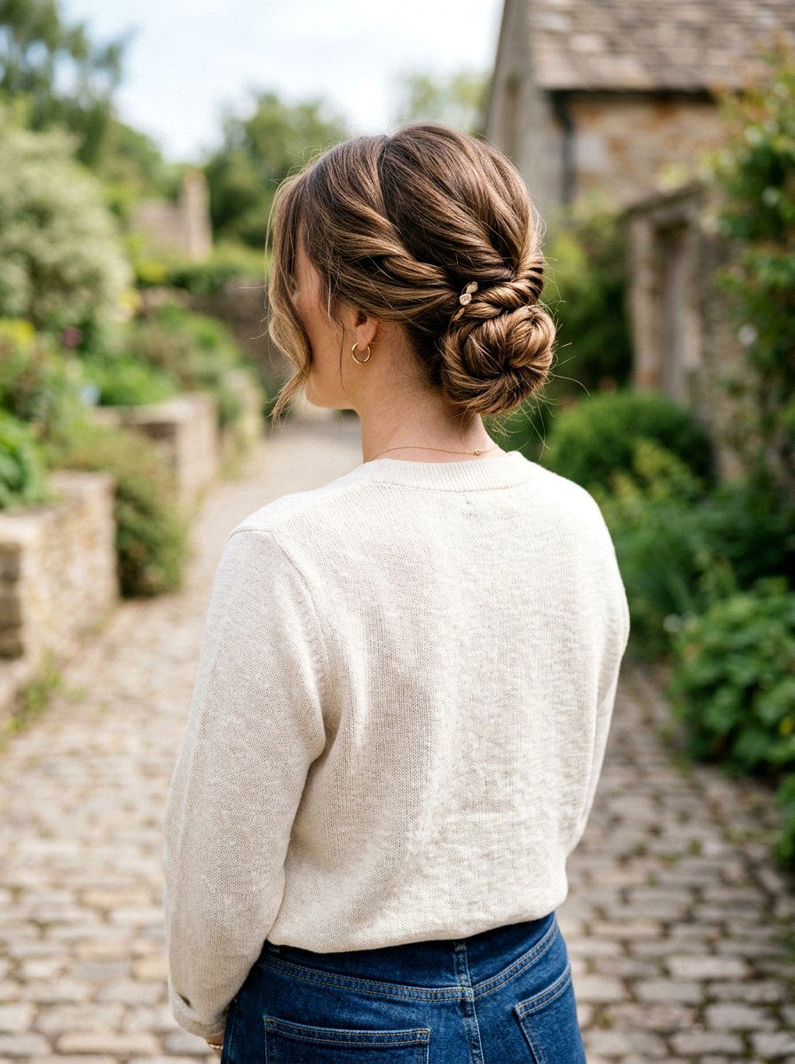 Twisted Low Bun - 20 cute hairstyle for amusement park - 20 cute hairstyle for amusement park