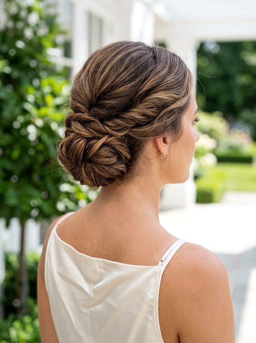 Twisted Low Bun - 20 date night hairstyle with low bun - 20 date night hairstyle with low bun