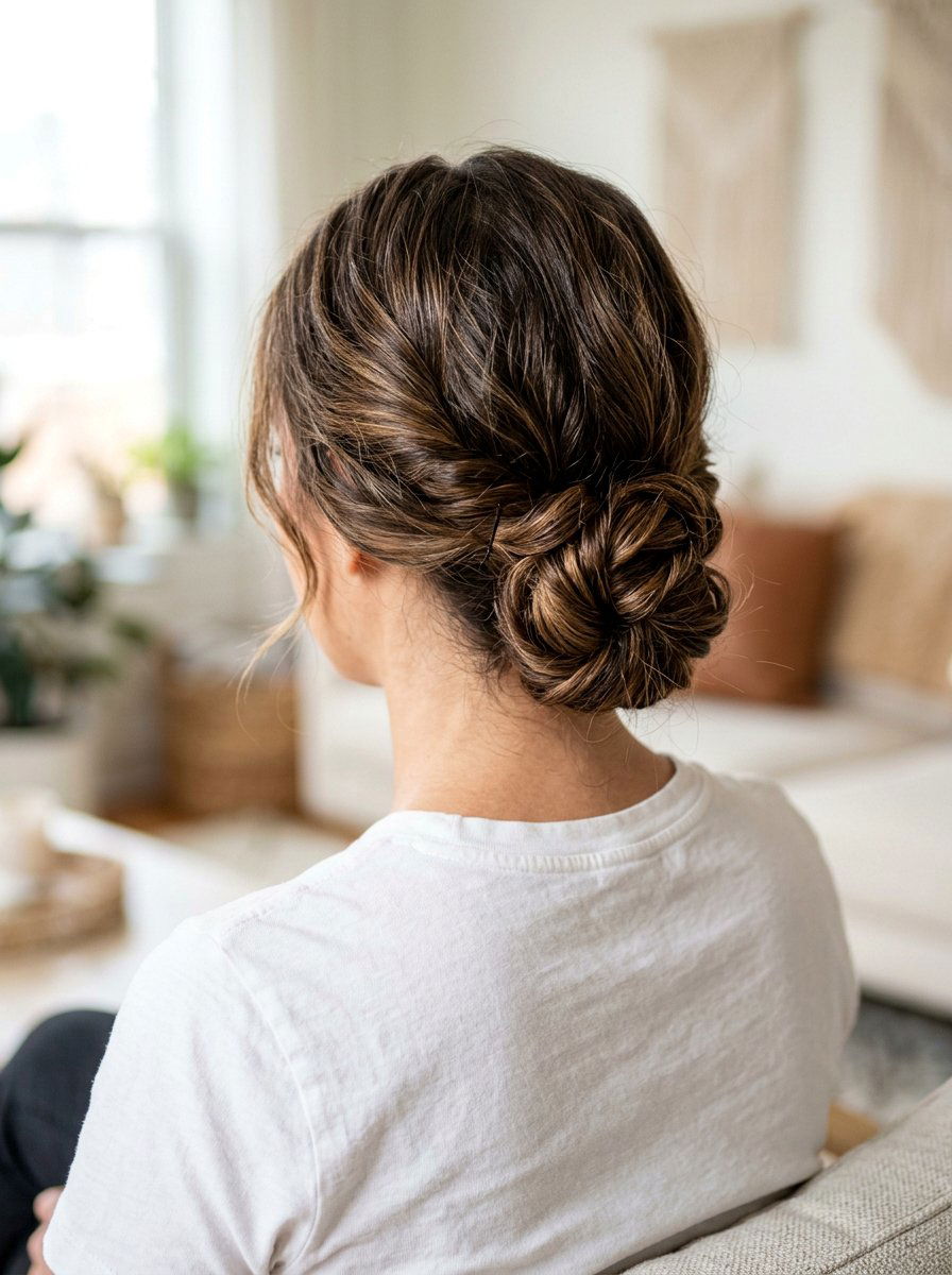 Twisted Low Bun - 20 easy hairstyle for vacation mornings - 20 easy hairstyle for vacation mornings