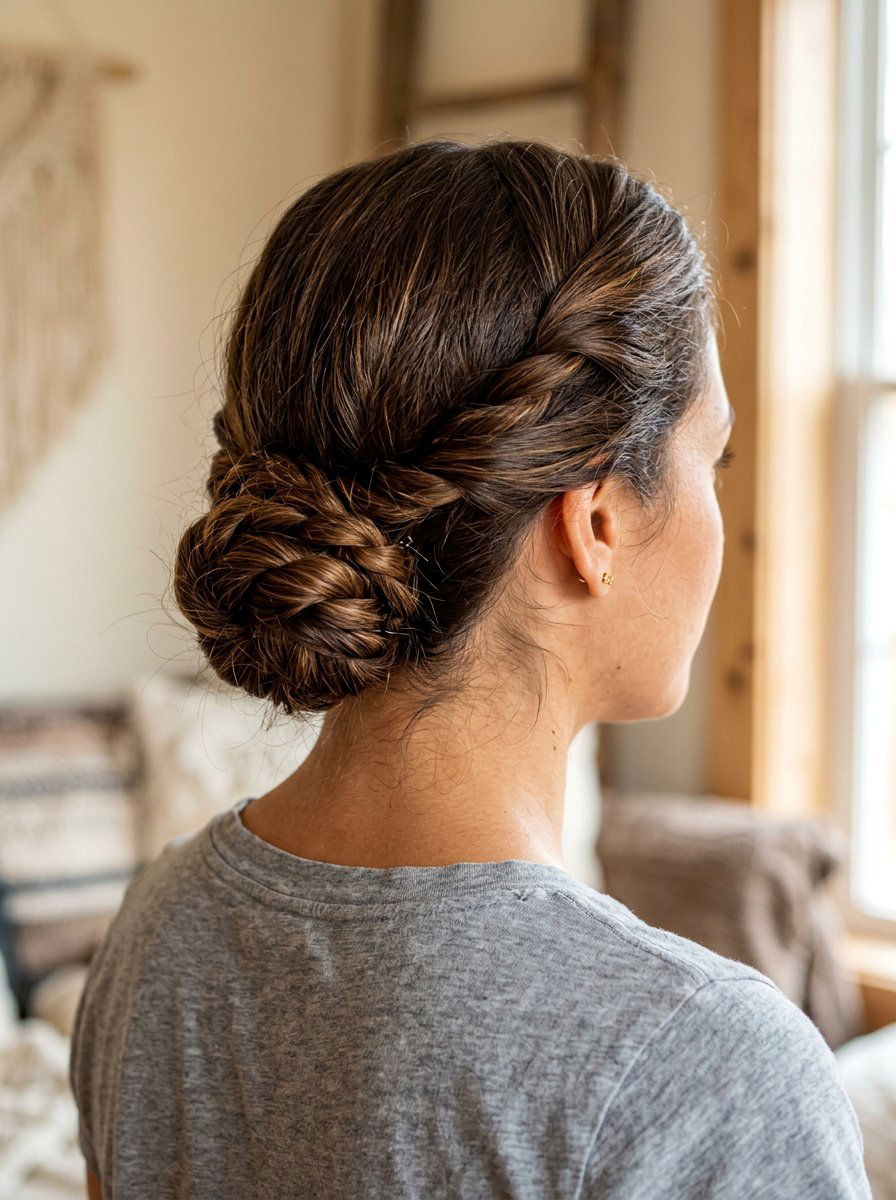 Twisted Low Bun - 20 humidity proof bun hairstyle - 20 humidity proof bun hairstyle