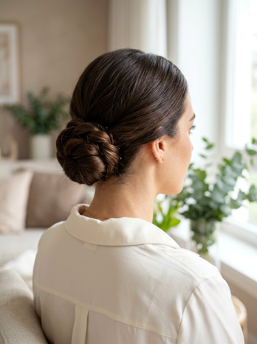 Twisted Low Bun - 20 quick hairstyle for office commute - 20 quick hairstyle for office commute