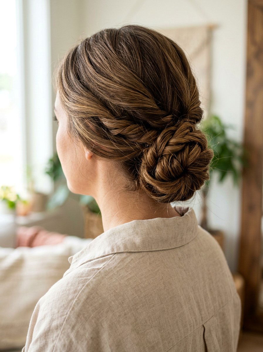 Twisted Low Bun - 20 road trip bun hairstyle - 20 road trip bun hairstyle