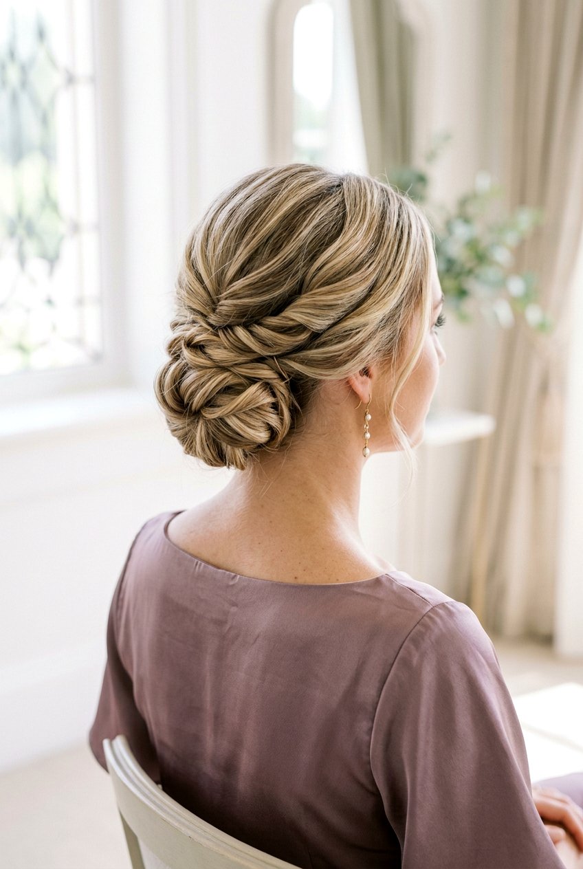 Twisted Low Bun - 20 mother of the bride long hairstyles - 20 mother of the bride long hairstyles
