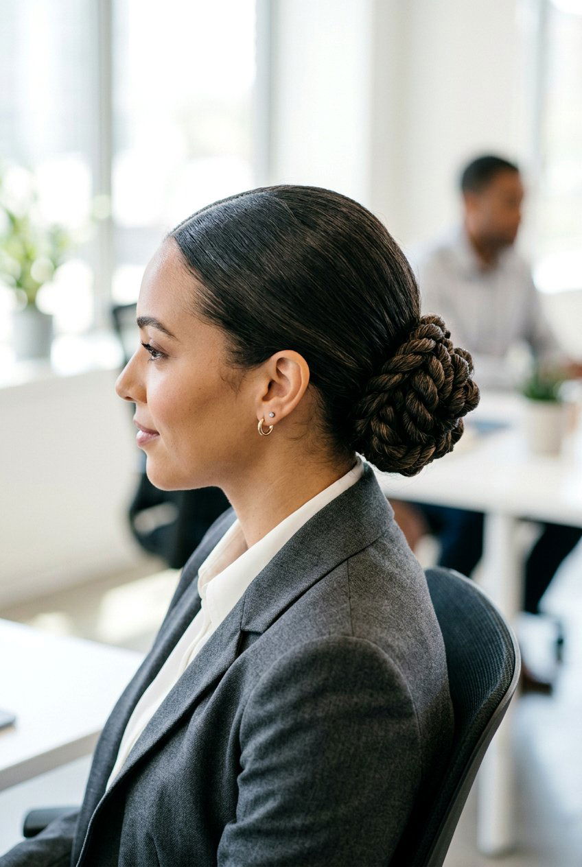 Twisted Low Bun - 20 professional low bun with middle part - 20 professional low bun with middle part
