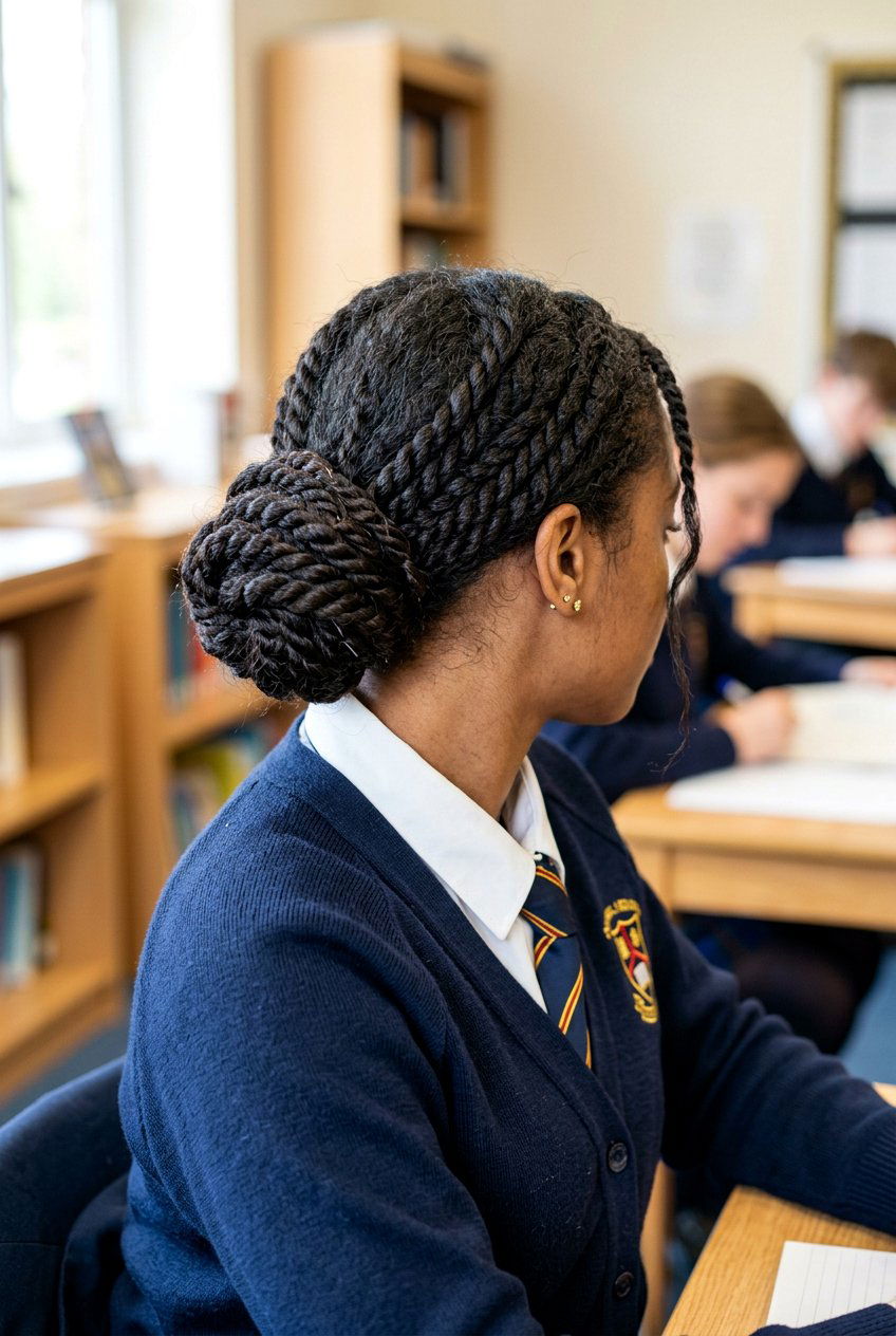 Twisted Low Bun - 20 school hairstyle with low bun - 20 school hairstyle with low bun