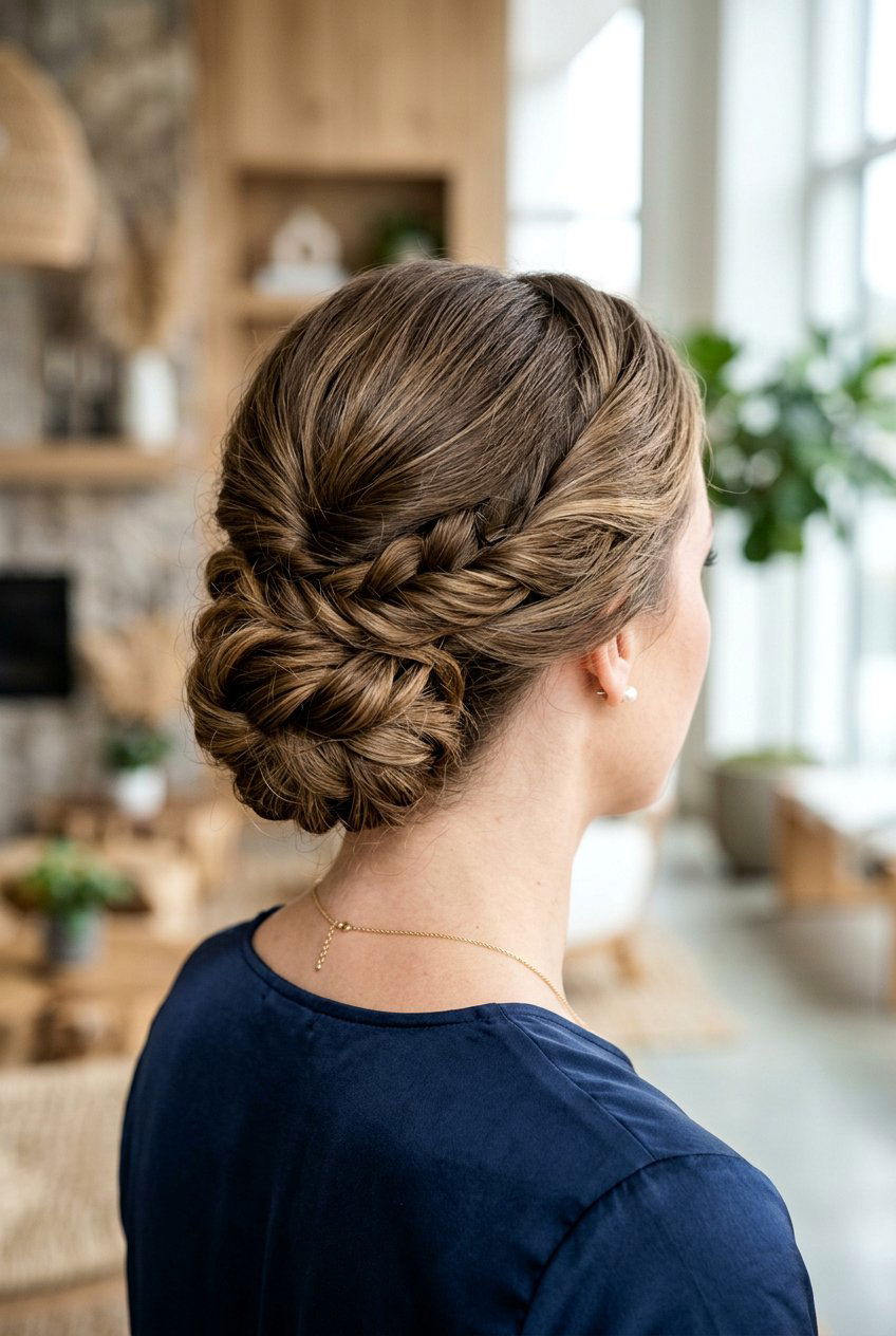 Twisted Low Bun - 20 easy hairstyles for medium hair - 20 easy hairstyles for medium hair