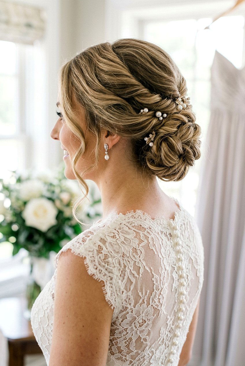Twisted Low Bun Bridal Updo - 20 romantic bridal updo - 20 romantic bridal updo