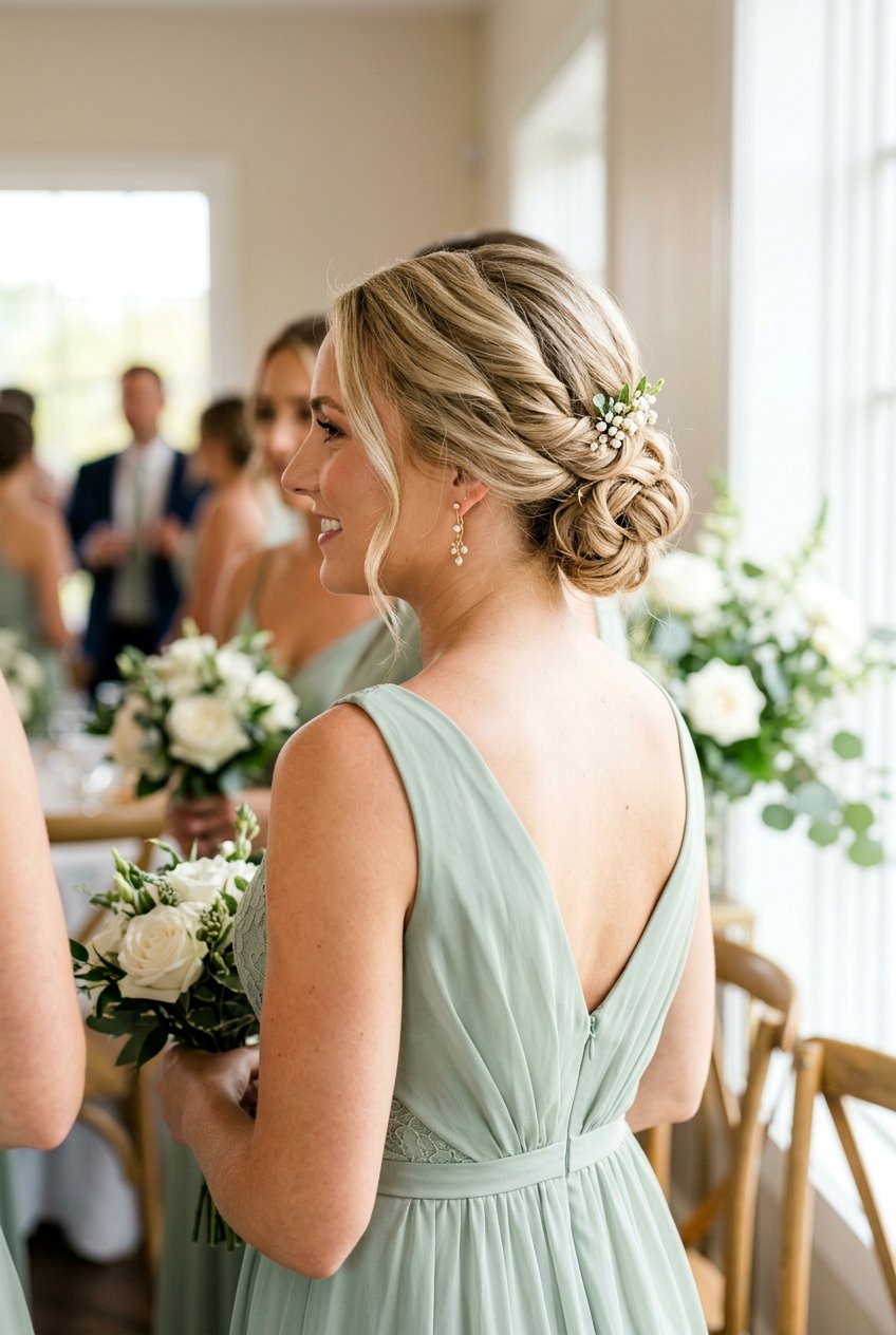 Twisted Low Bun Bridesmaid Hair - 20 bridesmaid low bun hairstyle - 20 bridesmaid low bun hairstyle