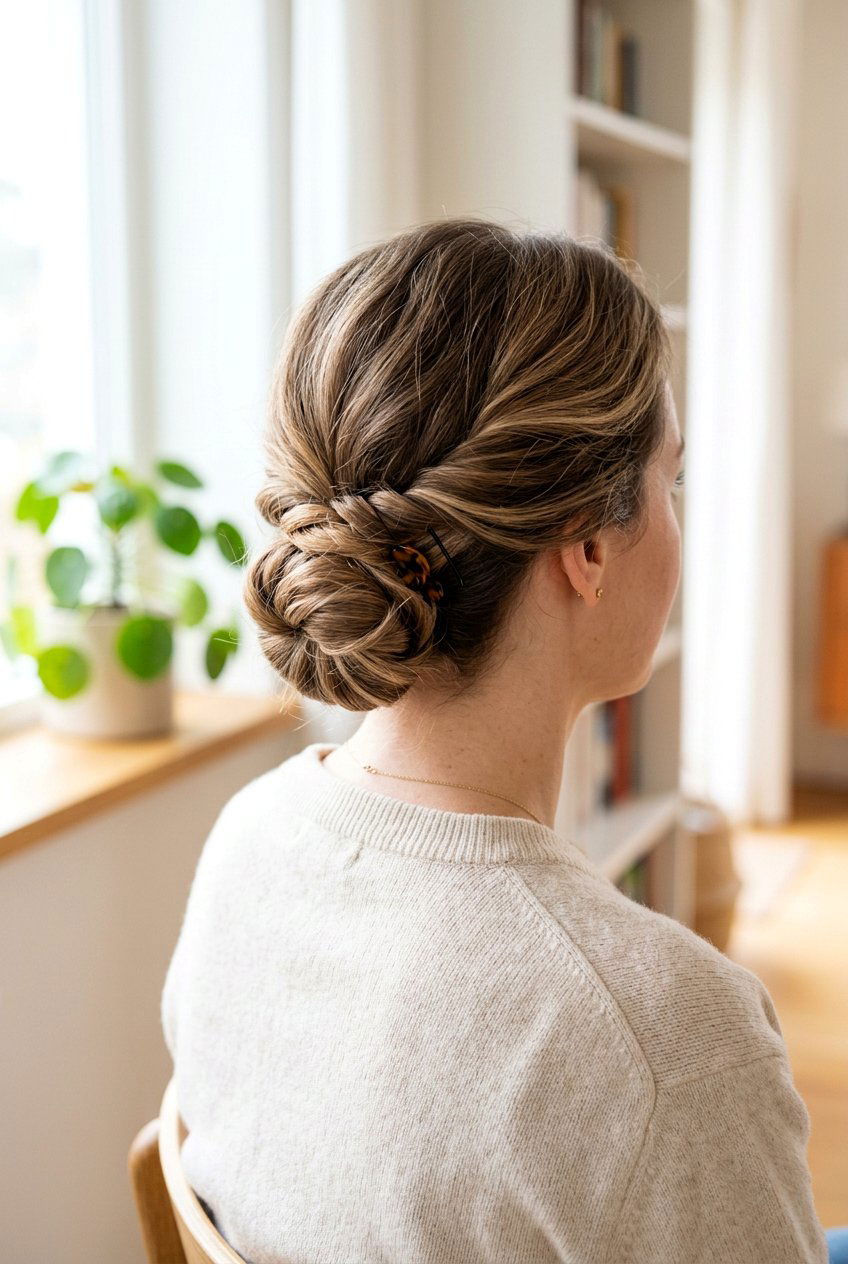 Twisted Low Bun For Medium Hair - 20 twisted low bun hairstyle - 20 twisted low bun hairstyle