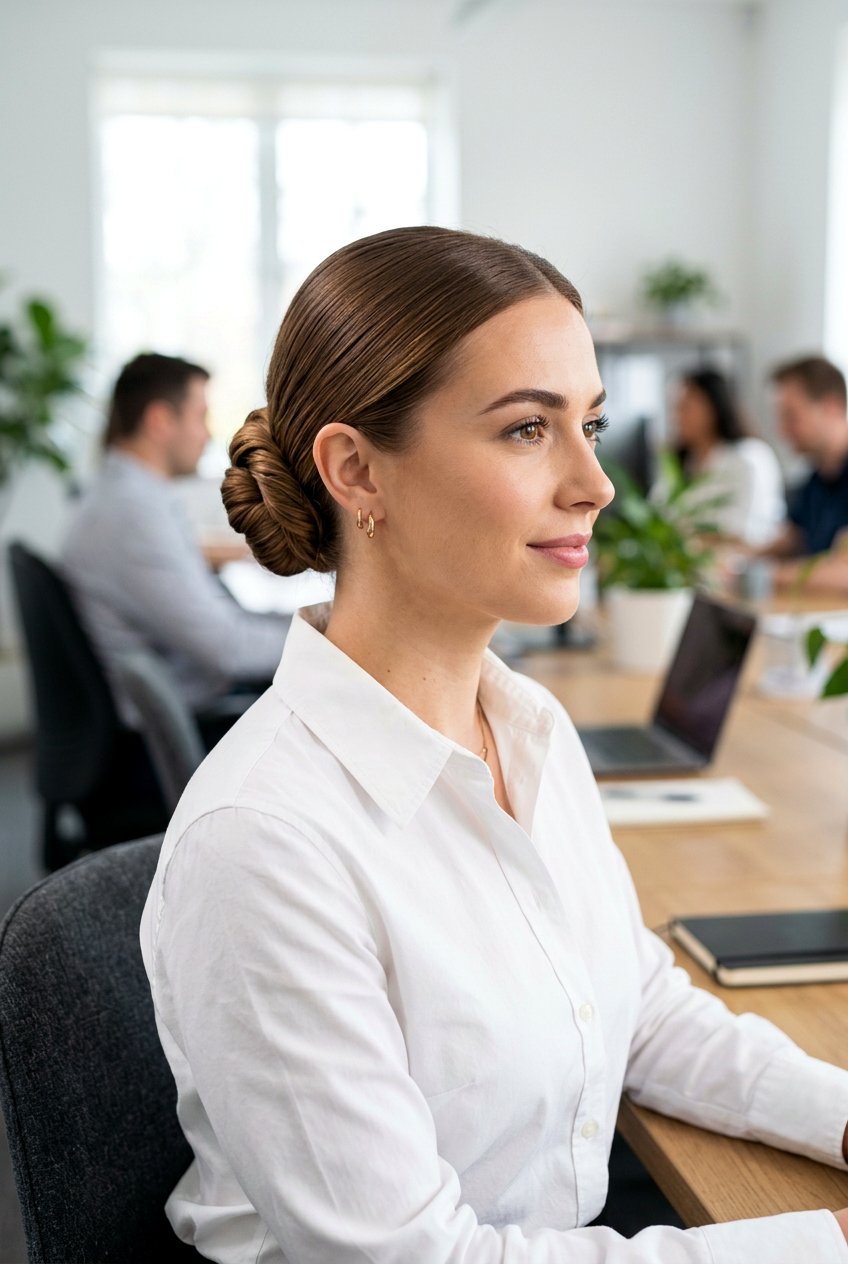Twisted Low Bun For Office - 20 twisted low bun hairstyle - 20 twisted low bun hairstyle