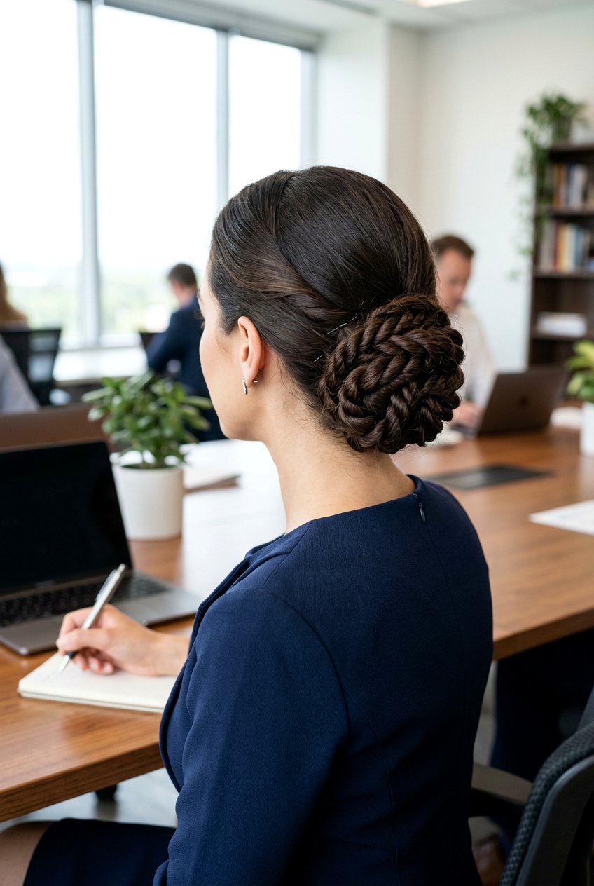 Twisted Low Business Bun - 20 business bun hairstyle - 20 business bun hairstyle