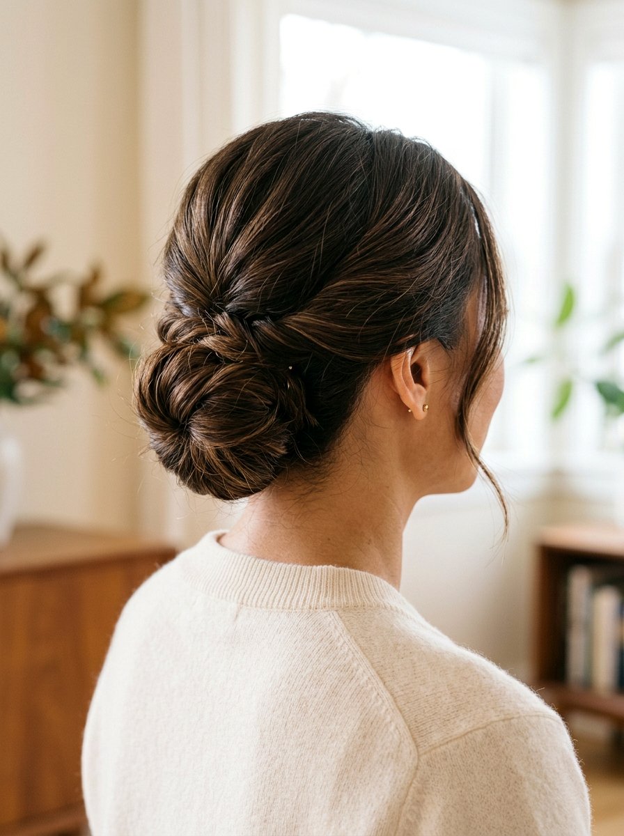 Twisted Low Chignon - 20 date night hair ideas for women - 20 date night hair ideas for women