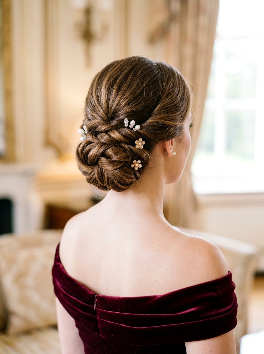 Twisted Low Chignon - 20 party hairstyle for off shoulder dress - 20 party hairstyle for off shoulder dress